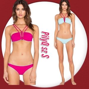 PilyQ Dreamy Blue Reversible Top and Bottom Bikini Swimsuit set